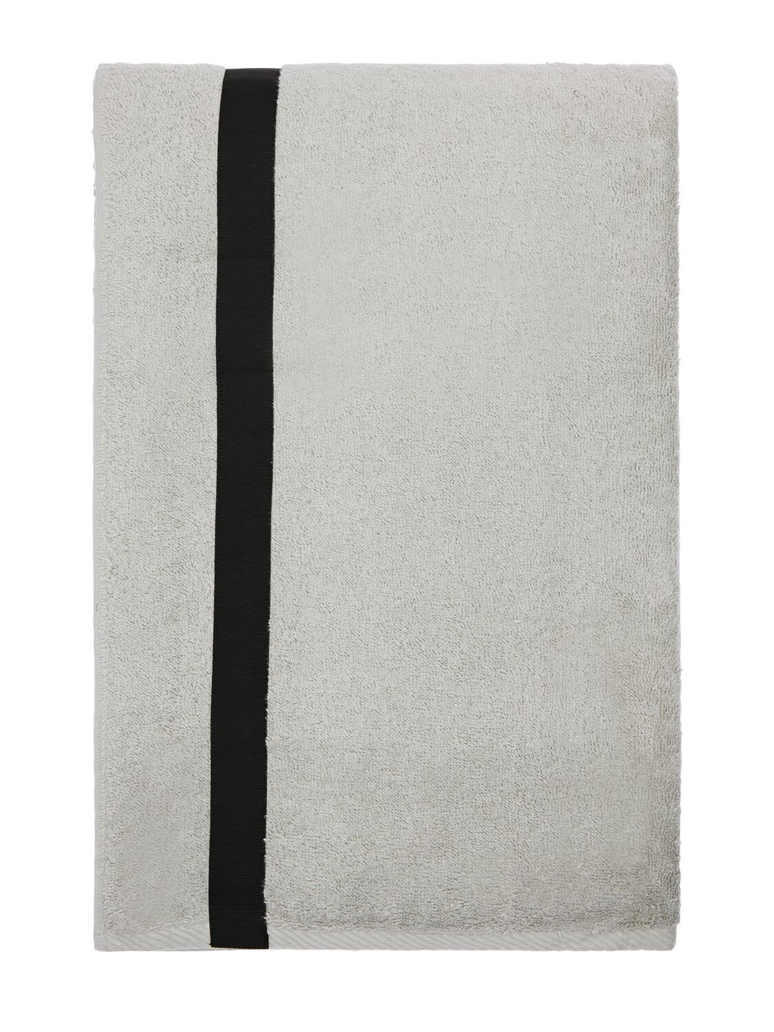 Alessandro Di Marco Cotton Terrycloth Bath Towel In Grey,black