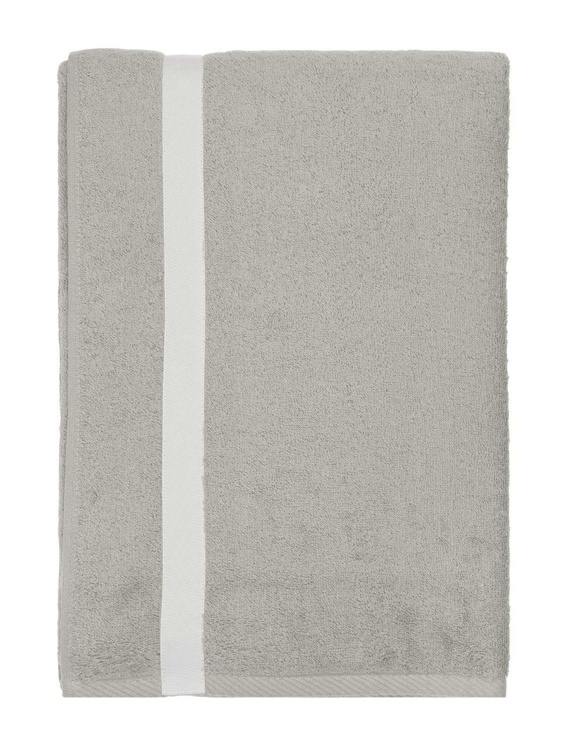 Alessandro Di Marco Cotton Terrycloth Bath Towel In Grey,white