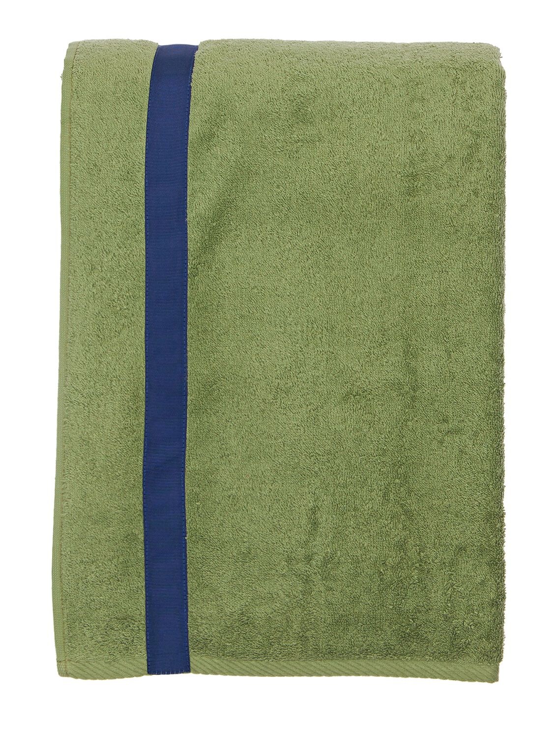 Alessandro Di Marco Cotton Terrycloth Bath Towel In Green,blue