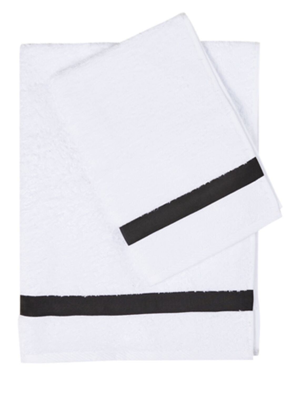Alessandro Di Marco Set Of 2 Cotton Terrycloth Towels In White,black