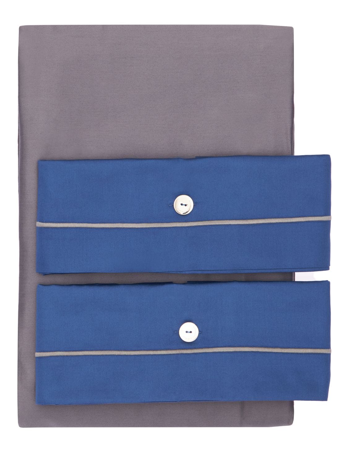 Alessandro Di Marco Cotton Satin Duvet Cover Set In Blue,grey