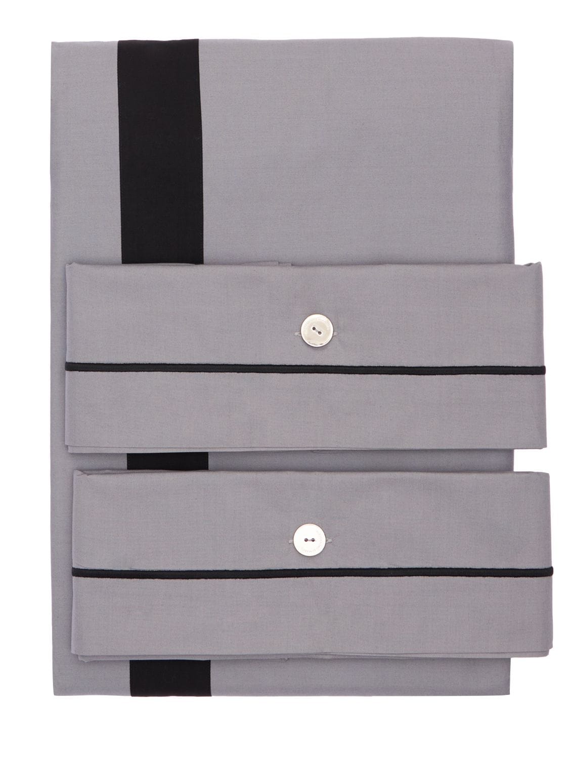 Alessandro Di Marco Cotton Percale Duvet Cover Set In Grey,black
