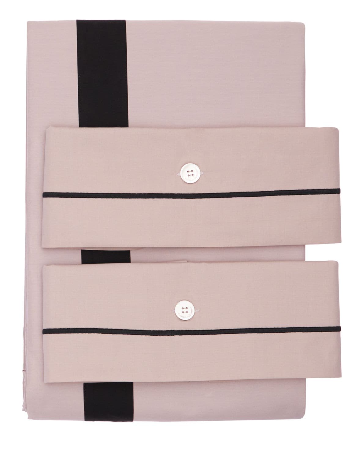 Alessandro Di Marco Cotton Percale Duvet Cover Set In Pink,black