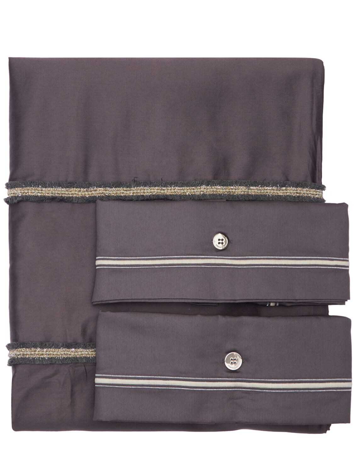 Alessandro Di Marco Beaded Cotton Satin Duvet Cover Set In Grey