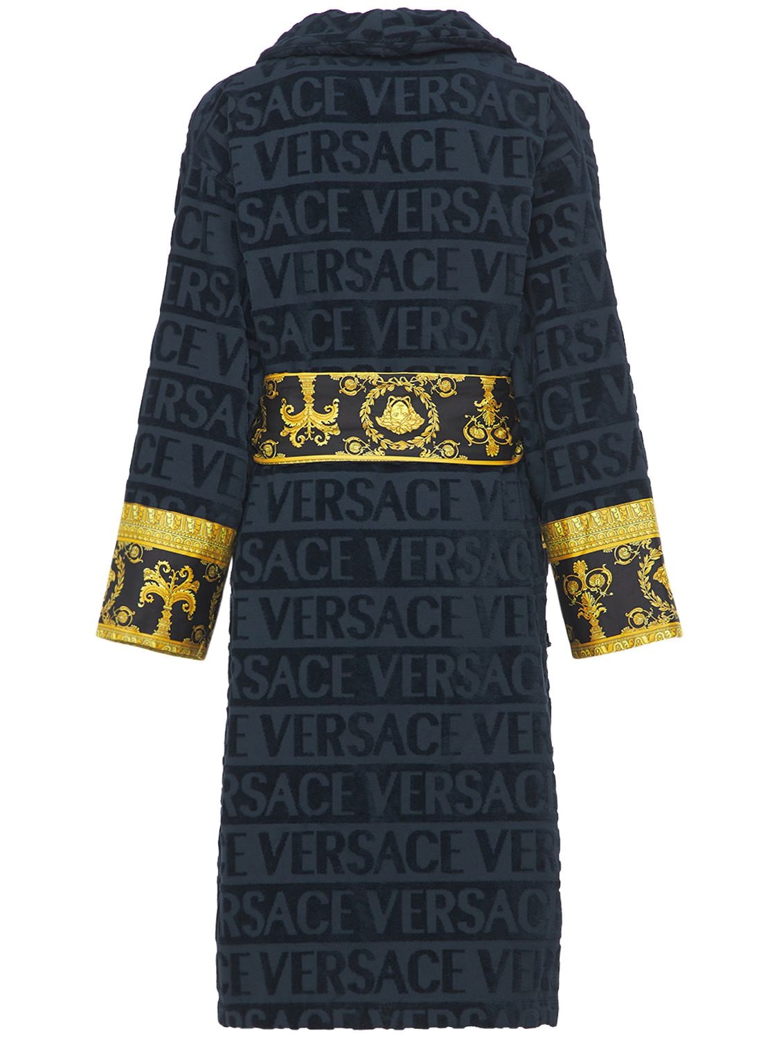 Shop Versace Barocco & Robe Bathrobe In Blue