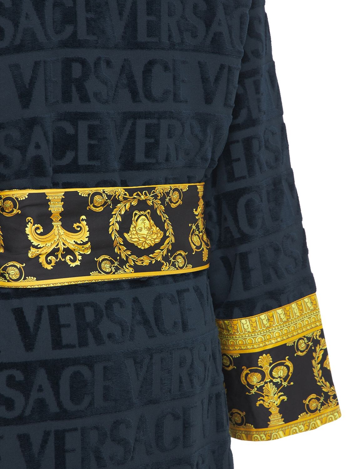 Shop Versace Barocco & Robe Bathrobe In Blue