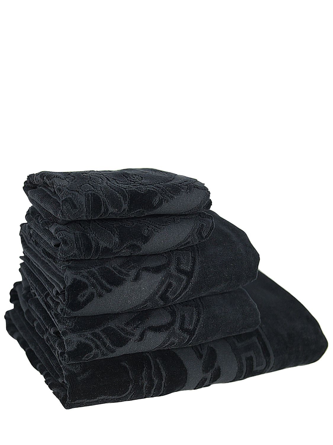 Versace Set Of 5 Medusa Classic Cotton Towels In Black
