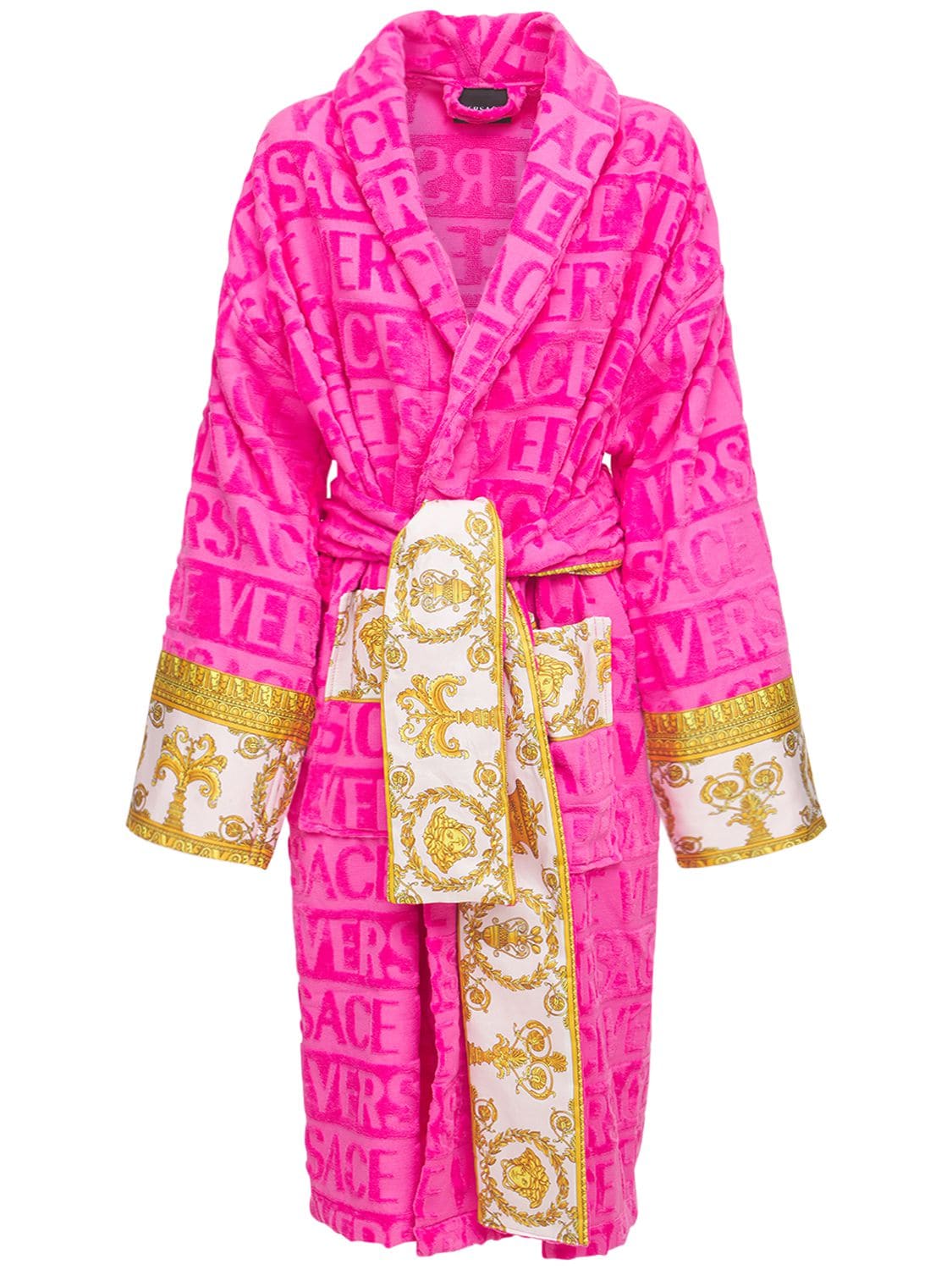 Versace Barocco & Robe Bathrobe In Pink