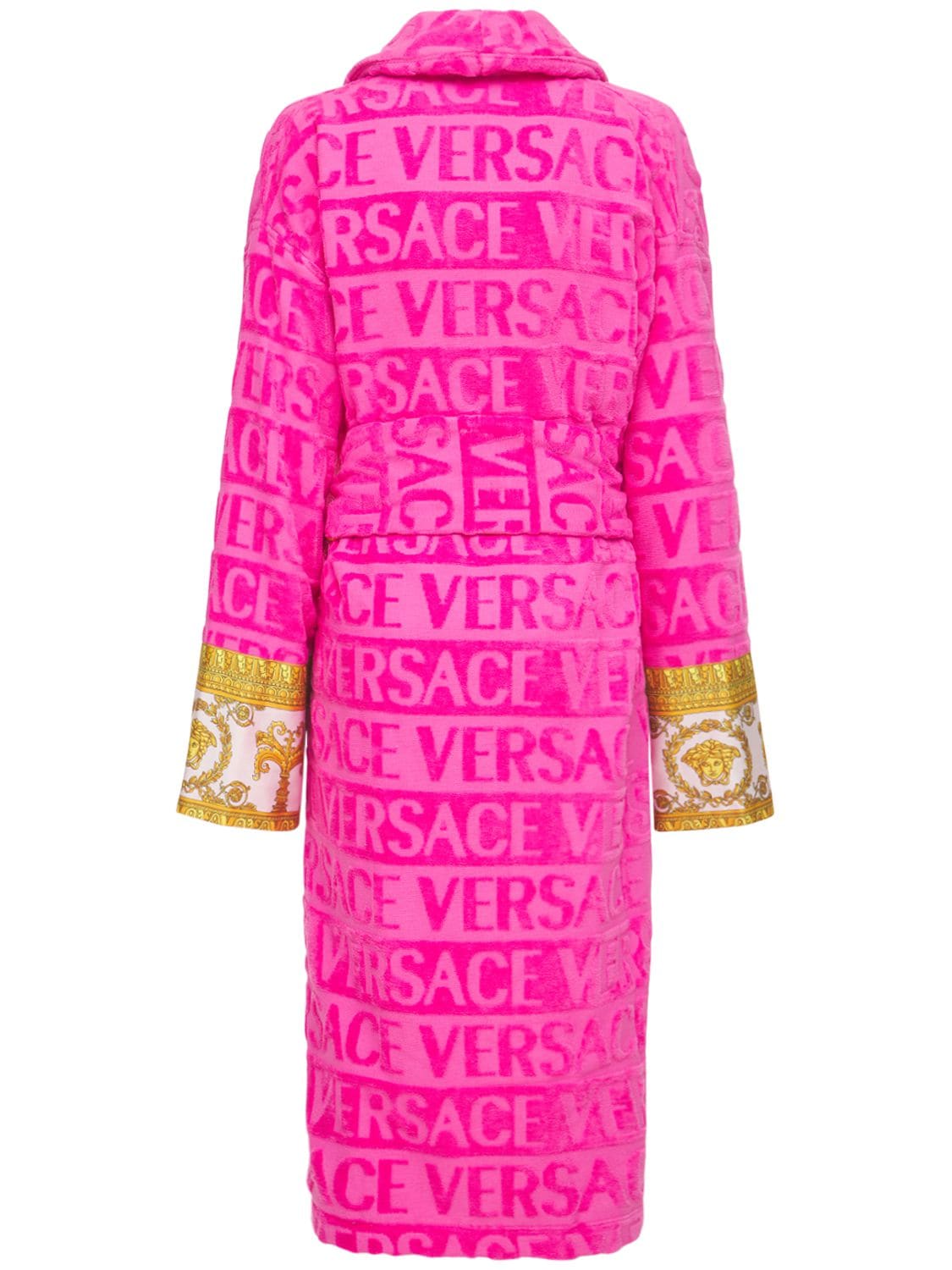 Shop Versace Barocco & Robe Bathrobe In Fuchsia
