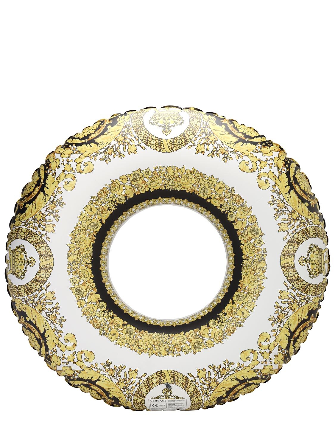 Versace Play On Printed Inflatable Ring In Black,gold