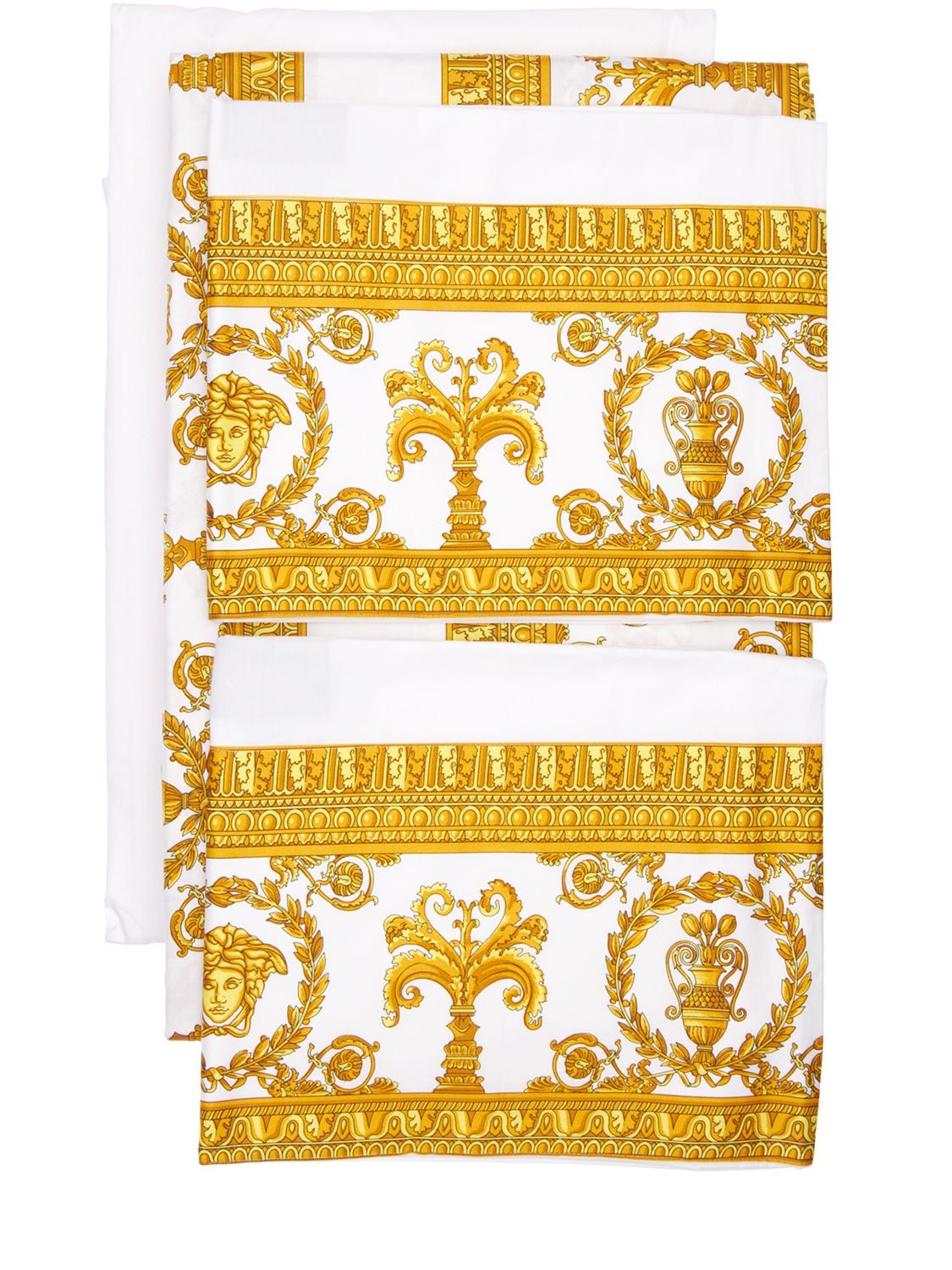 Versace Baroque Printed Cotton Bedding Set In White,gold