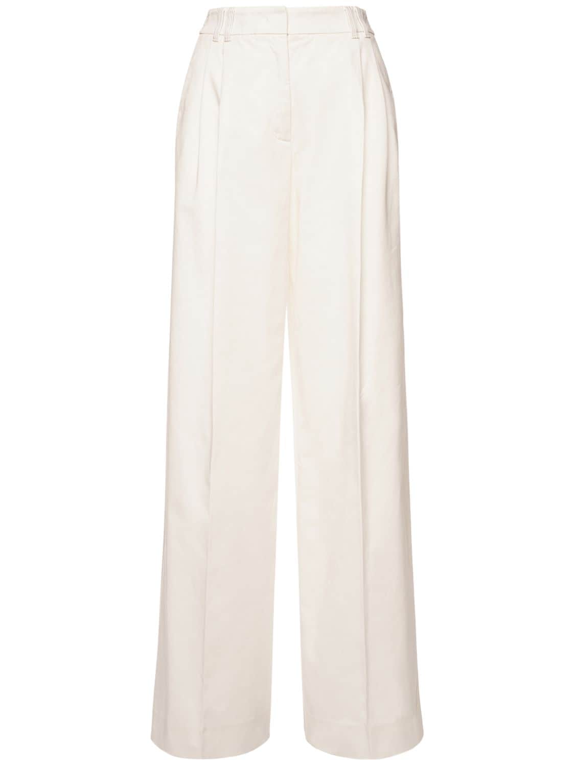 Agnona - High waist stretch cotton pants - Ivory | Luisaviaroma
