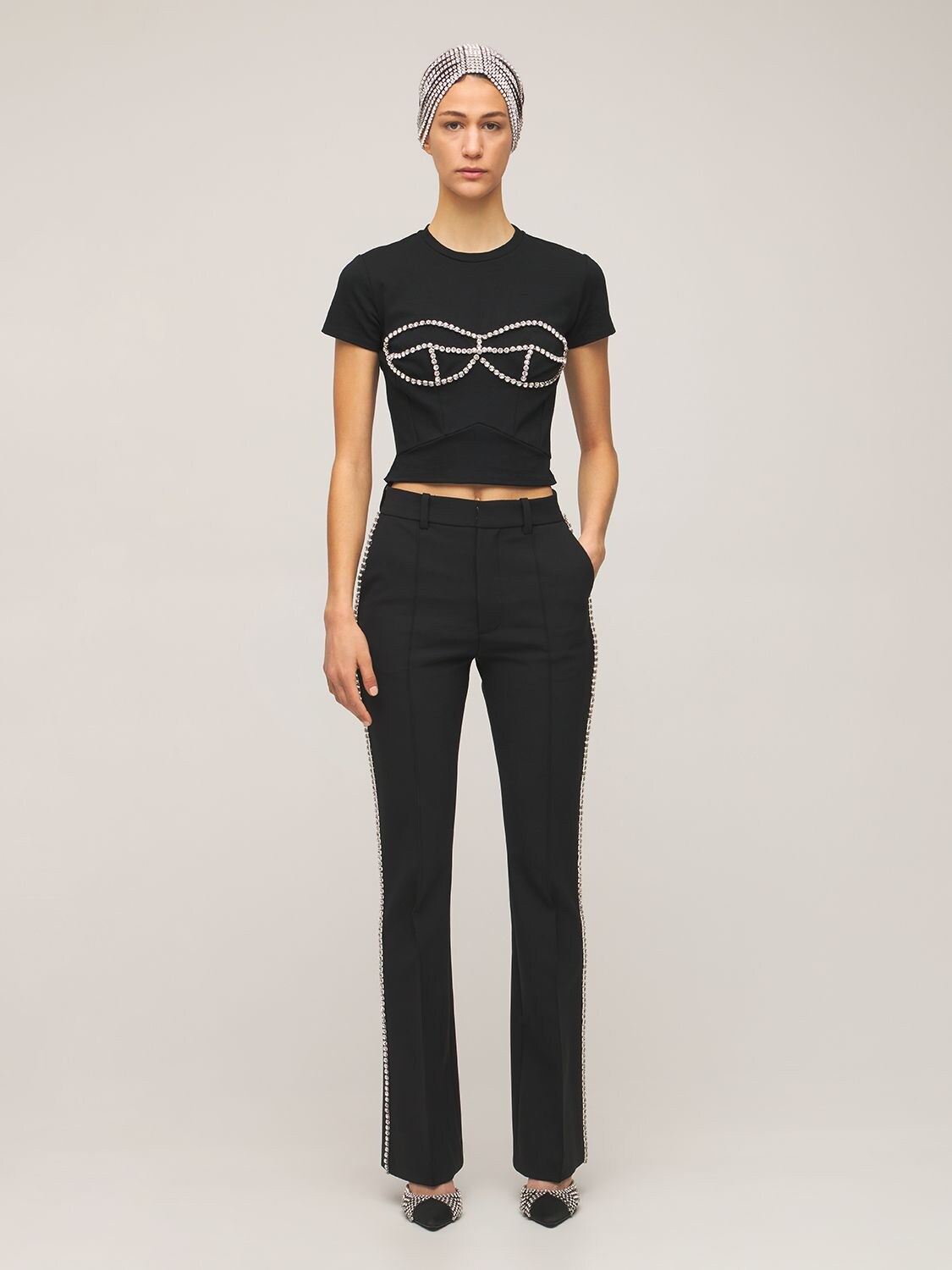 Area Crystal-embellished Short-sleeved T-shirt In Black