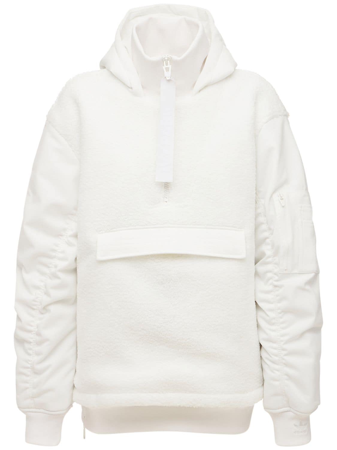 Adidas X Ivy Park 1/2 Zip Layered Plush & Twill Jacket In White