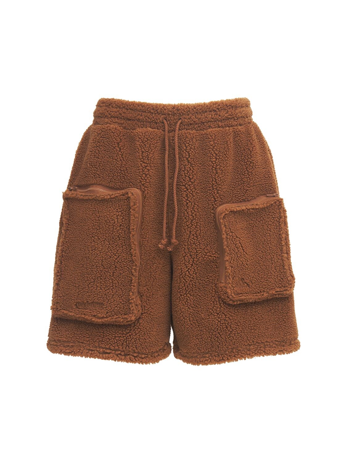 Adidas X Ivy Park 4all 1/2 Zip Plush Shorts In Brown
