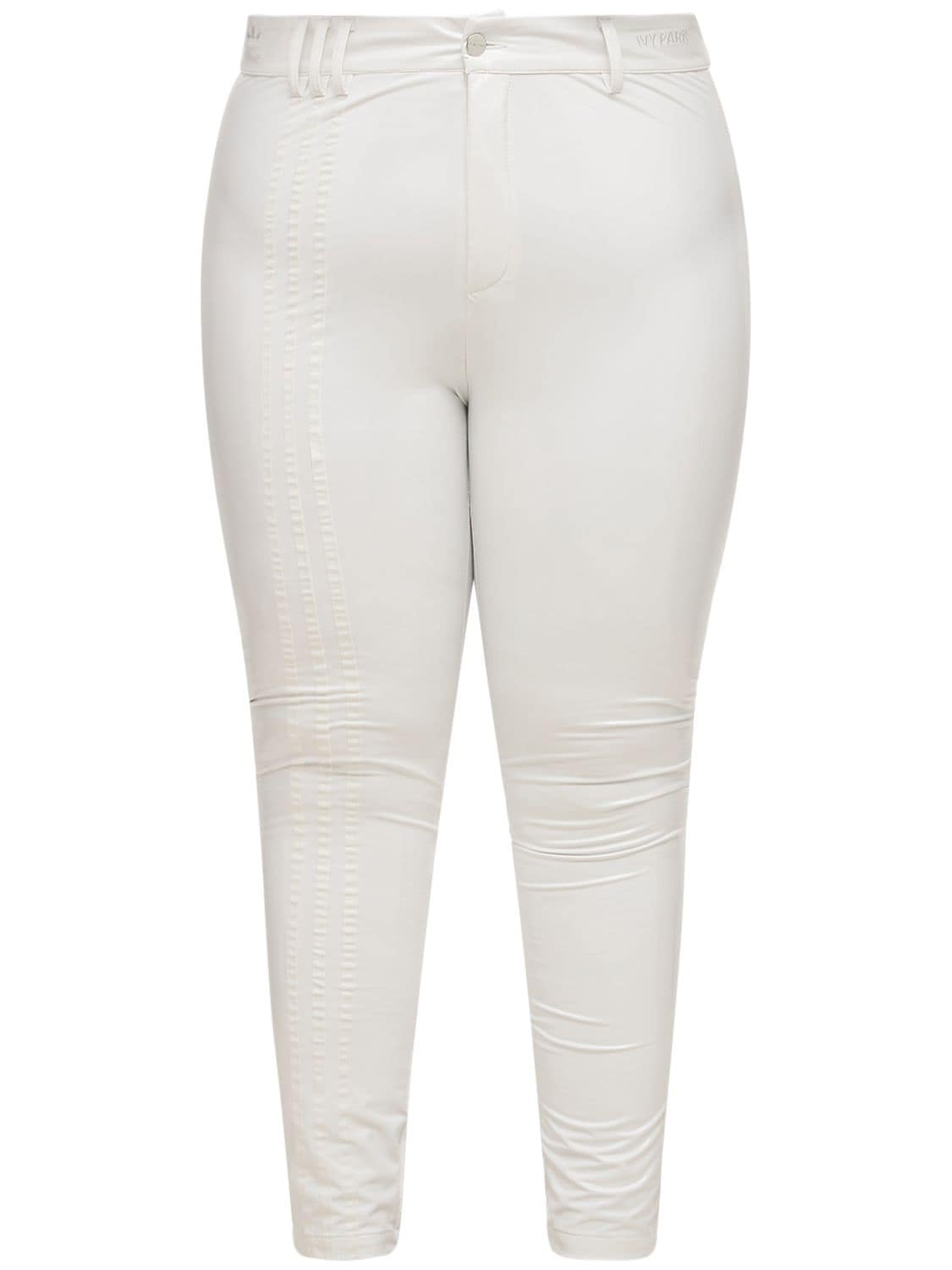 Adidas X Ivy Park 3-stripes High Waist Latex Trousers In White