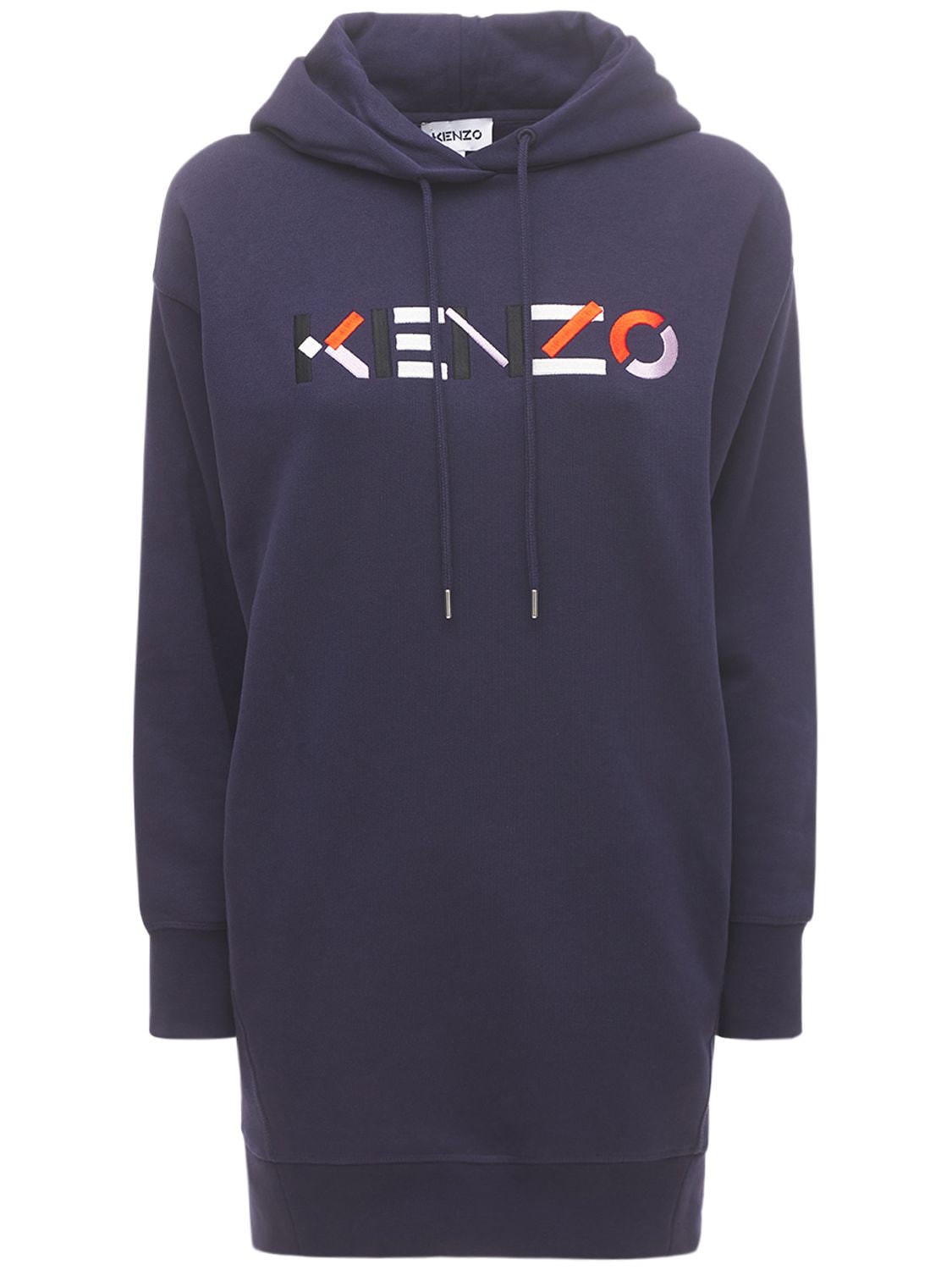 KENZO LOGO COTTON FLEECE SWEAT DRESS,73I1JN035-NZZB0