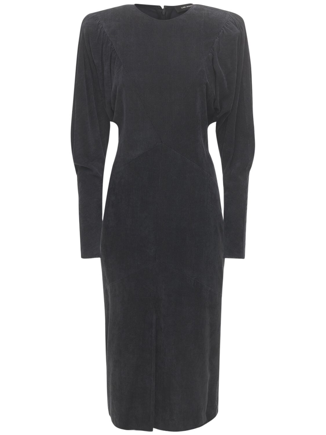 Isabel Marant Velvet Puff-sleeve Midi Dress In Black