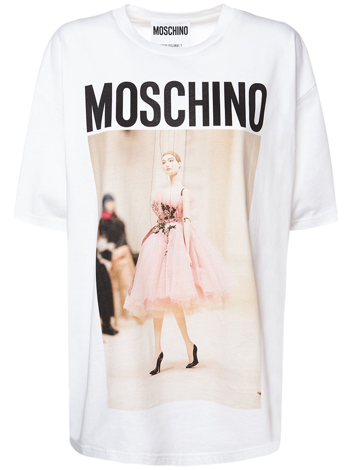 MOSCHINO LOGO PRINTED COTTON JERSEY T-SHIRT