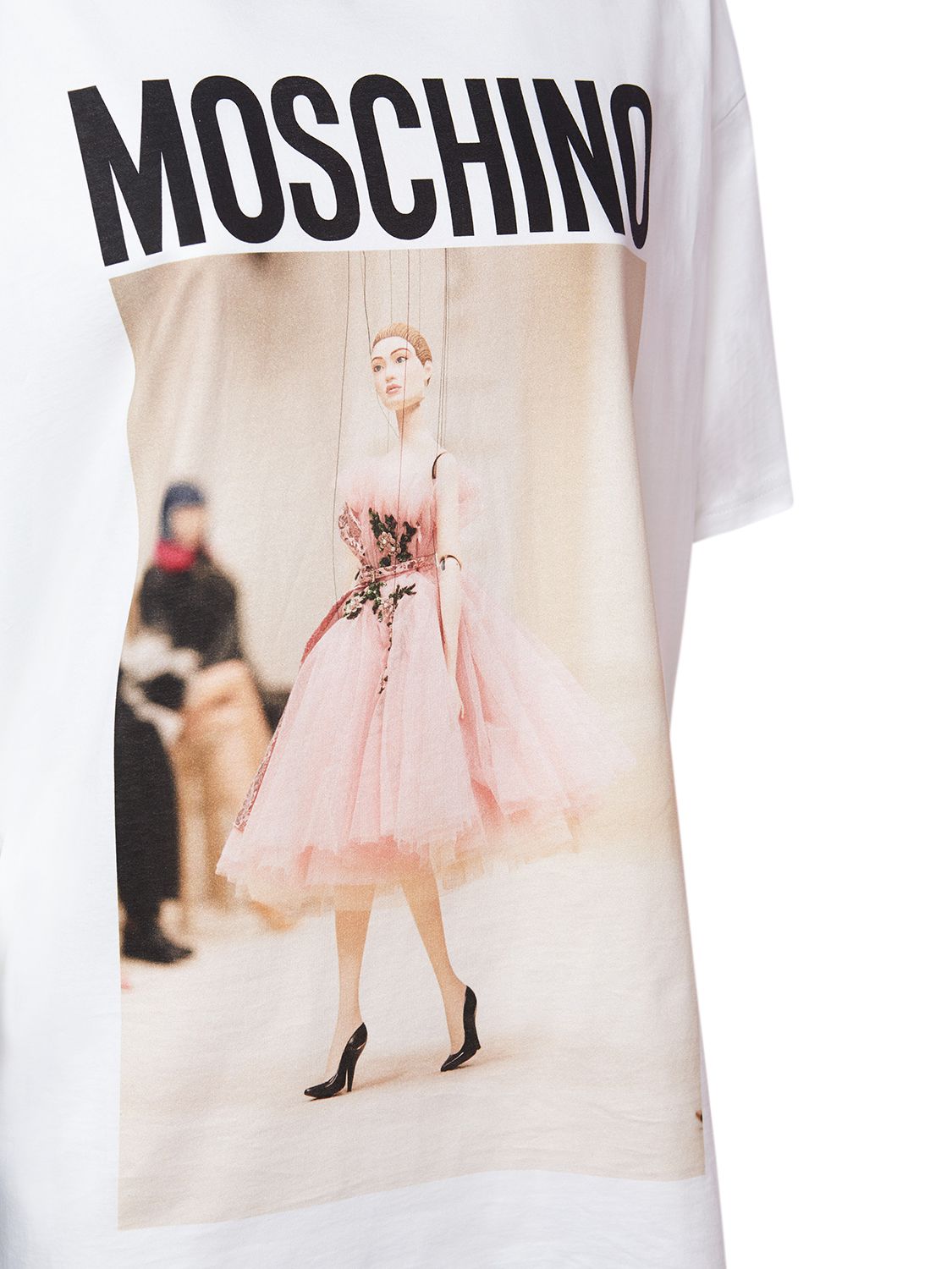 MOSCHINO LOGO PRINTED COTTON JERSEY T-SHIRT