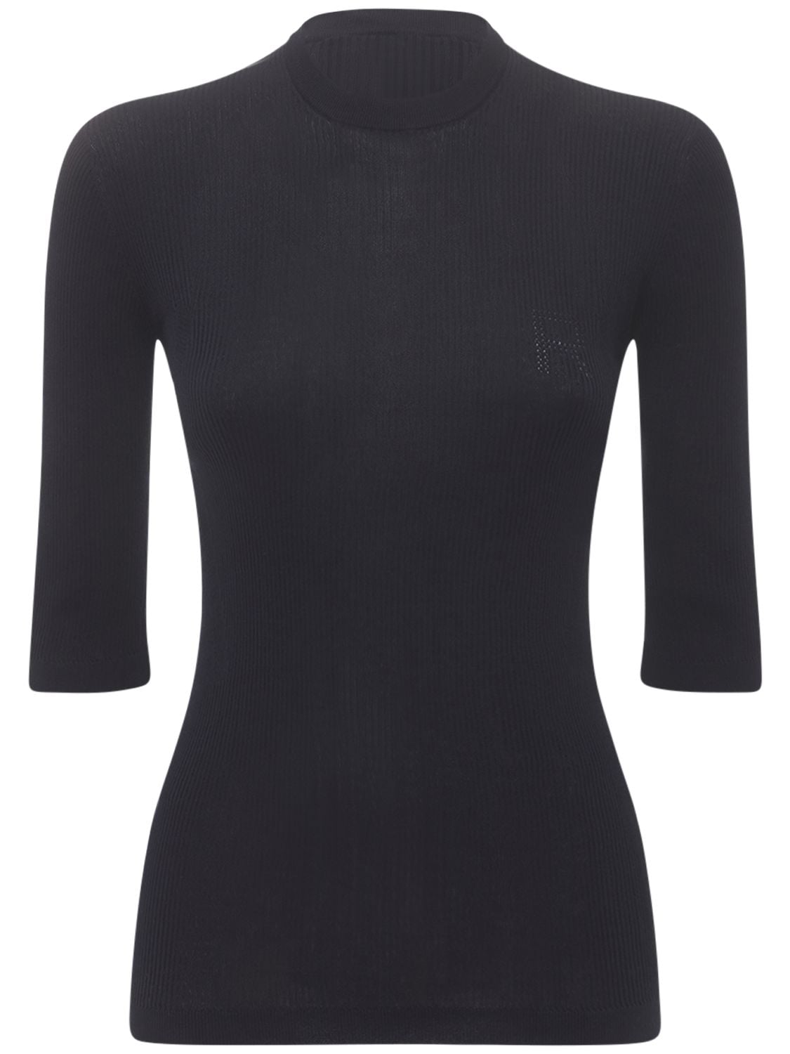 Rochas Ribbed Cotton Crewneck Sweater In Navy