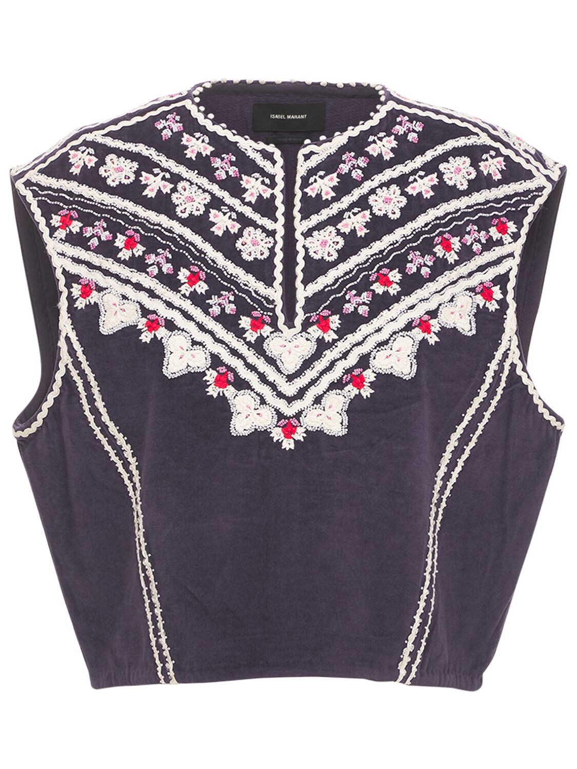 ISABEL MARANT CAMENA EMBROIDERED VELVET VEST,73I1K6002-MZBGTG2