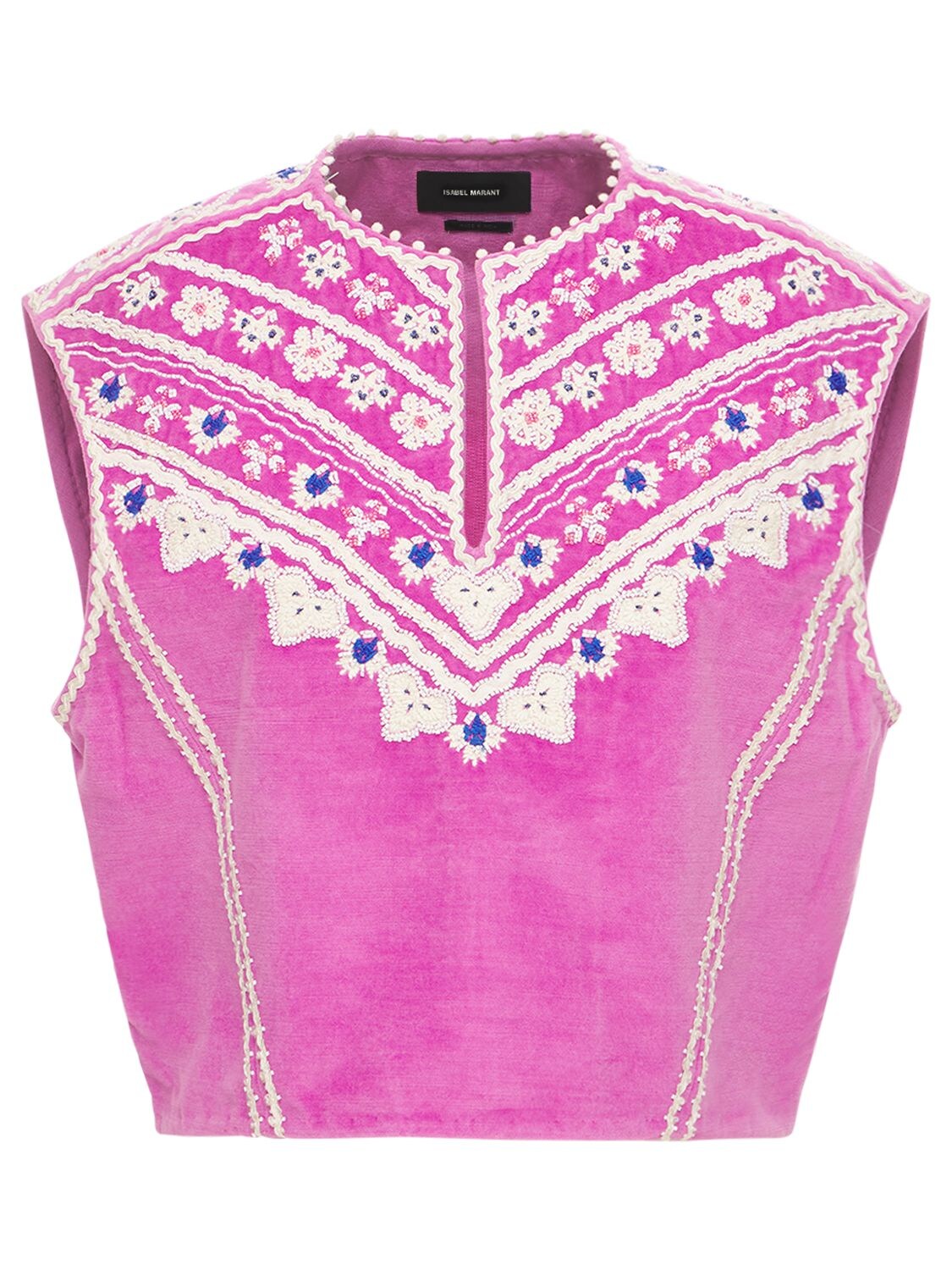 ISABEL MARANT CAMENA EMBROIDERED VELVET VEST,73I1K6002-ODZQRQ2