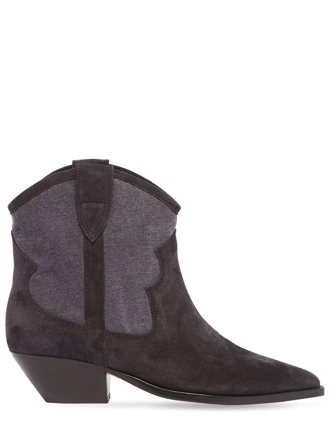 Isabel Marant 40mm Demar Canvas & Suede Ankle Boots In Black