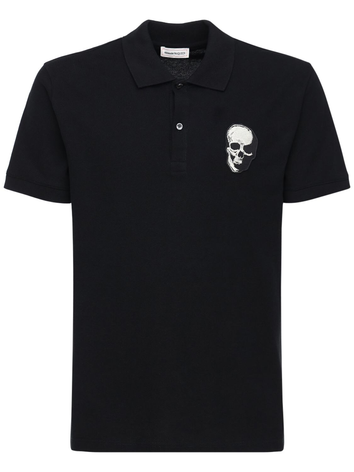 ALEXANDER MCQUEEN SKULL PATCH COTTON PIQUET POLO,73I1UO019-MTAWMA2