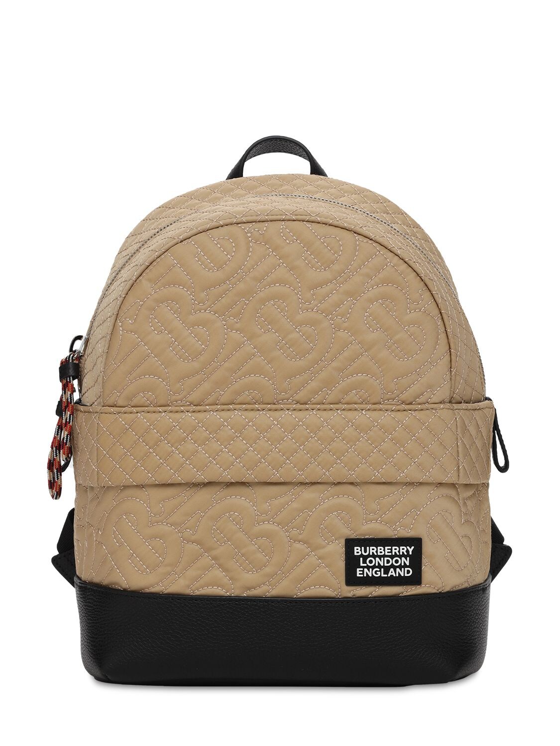 Burberry Kids' All Over Logo Nylon Backpack In Beige