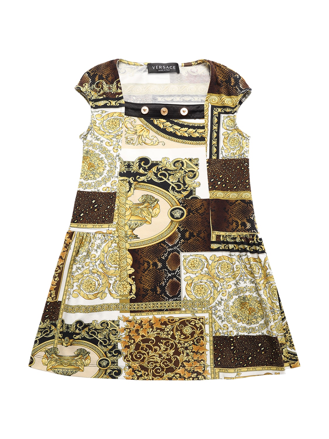 Baroque Print Cotton Jersey Dress