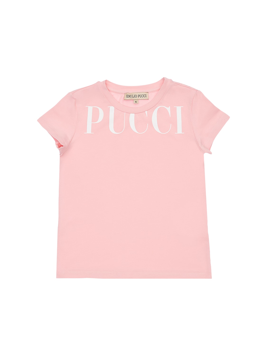 Emilio Pucci Kids' Logo Print Cotton Jersey T-shirt In Pink
