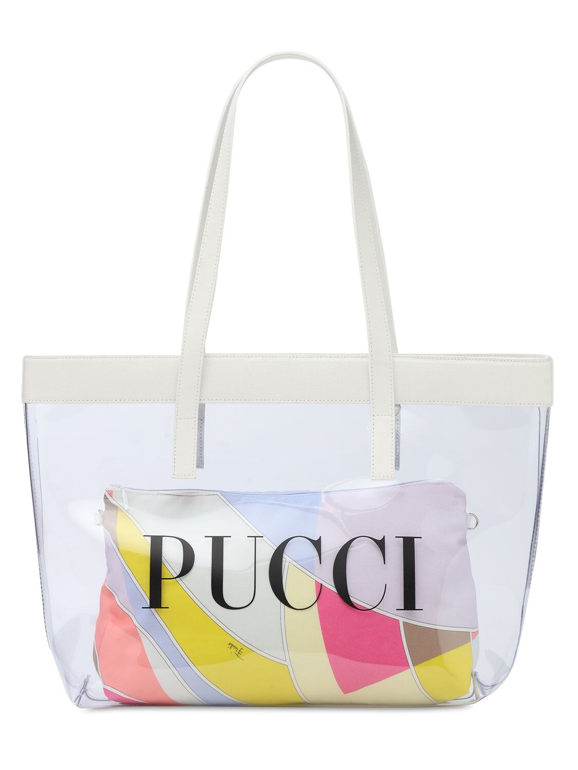 Emilio Pucci Kids' 2-in-1 Pvc & Cotton Muslin Shoulder Bag In Transparent
