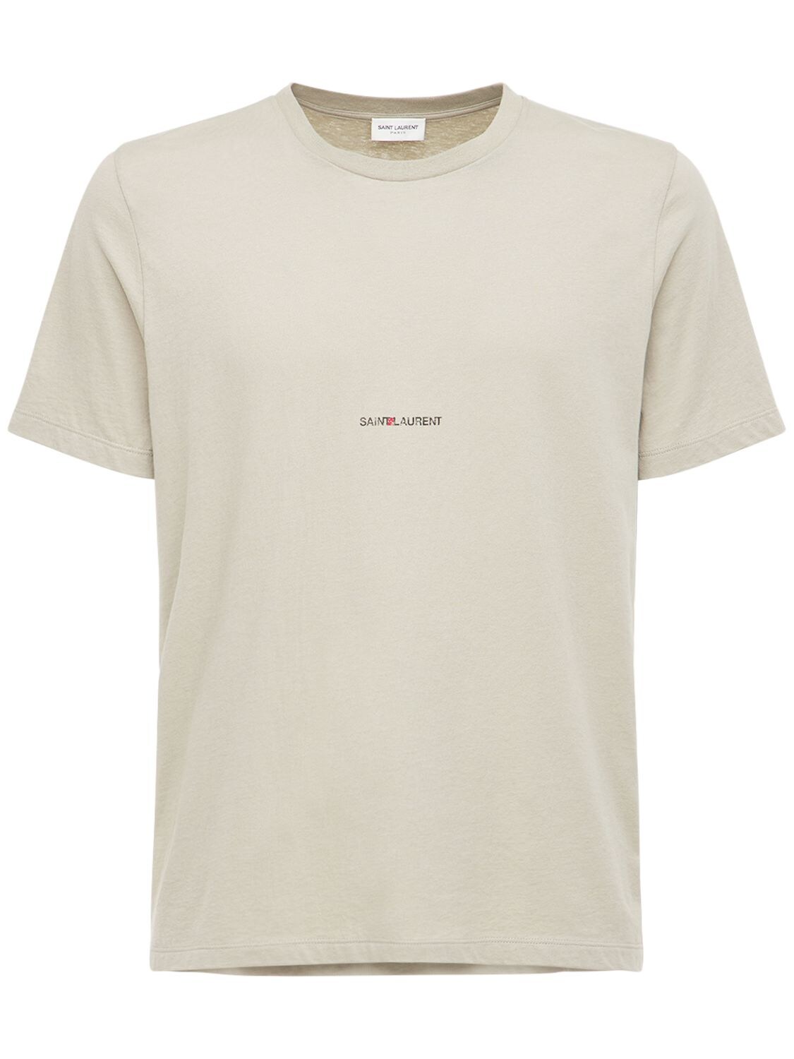 SAINT LAURENT LOGO DETAIL COTTON JERSEY T-SHIRT,73I25Z026-MTM2OA2