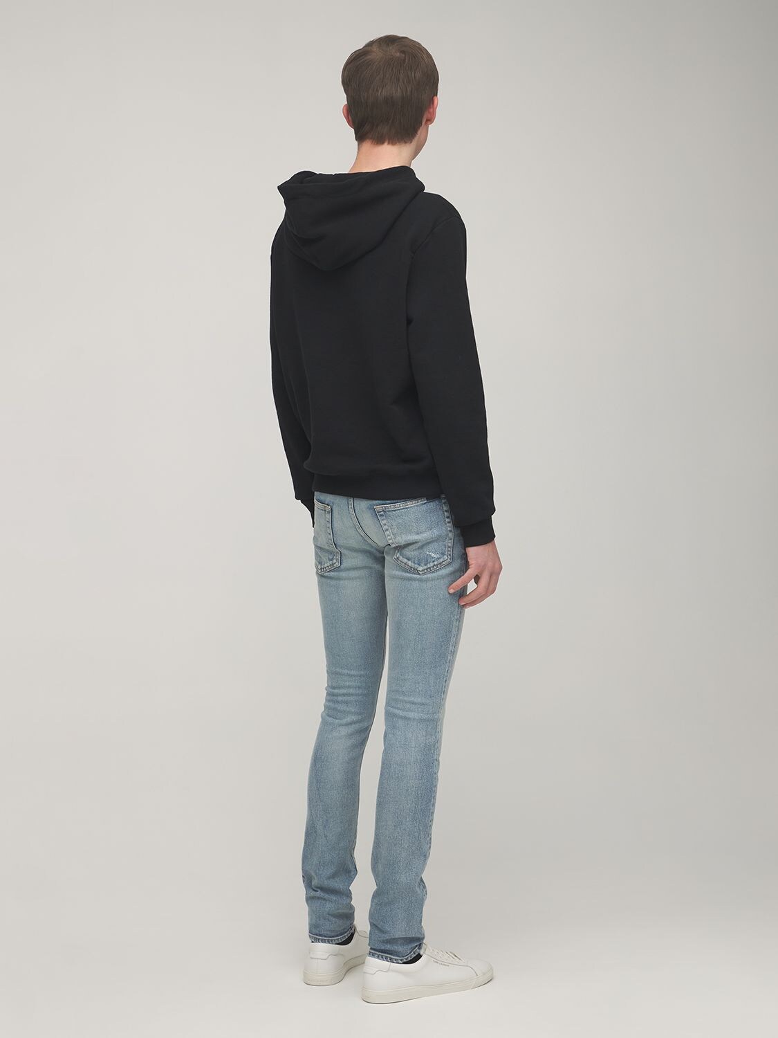 Shop Saint Laurent Cotton Sweatshirt Hoodie In Black