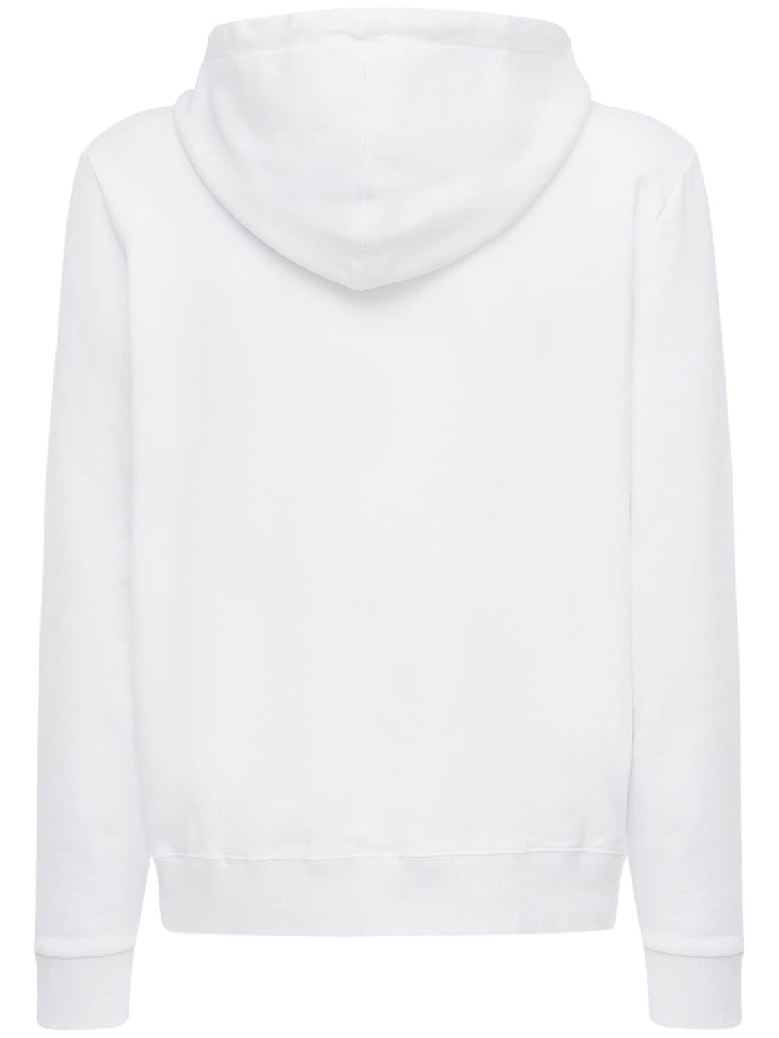 Shop Saint Laurent Cotton Sweatshirt Hoodie In White