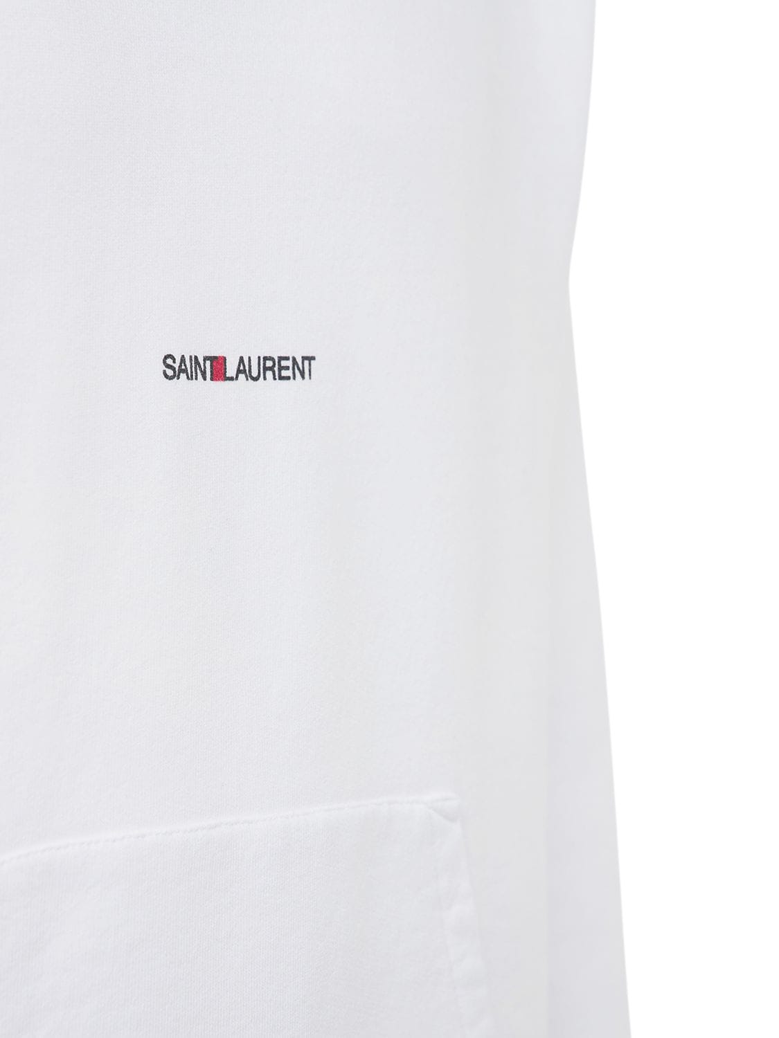 Shop Saint Laurent Cotton Sweatshirt Hoodie In White