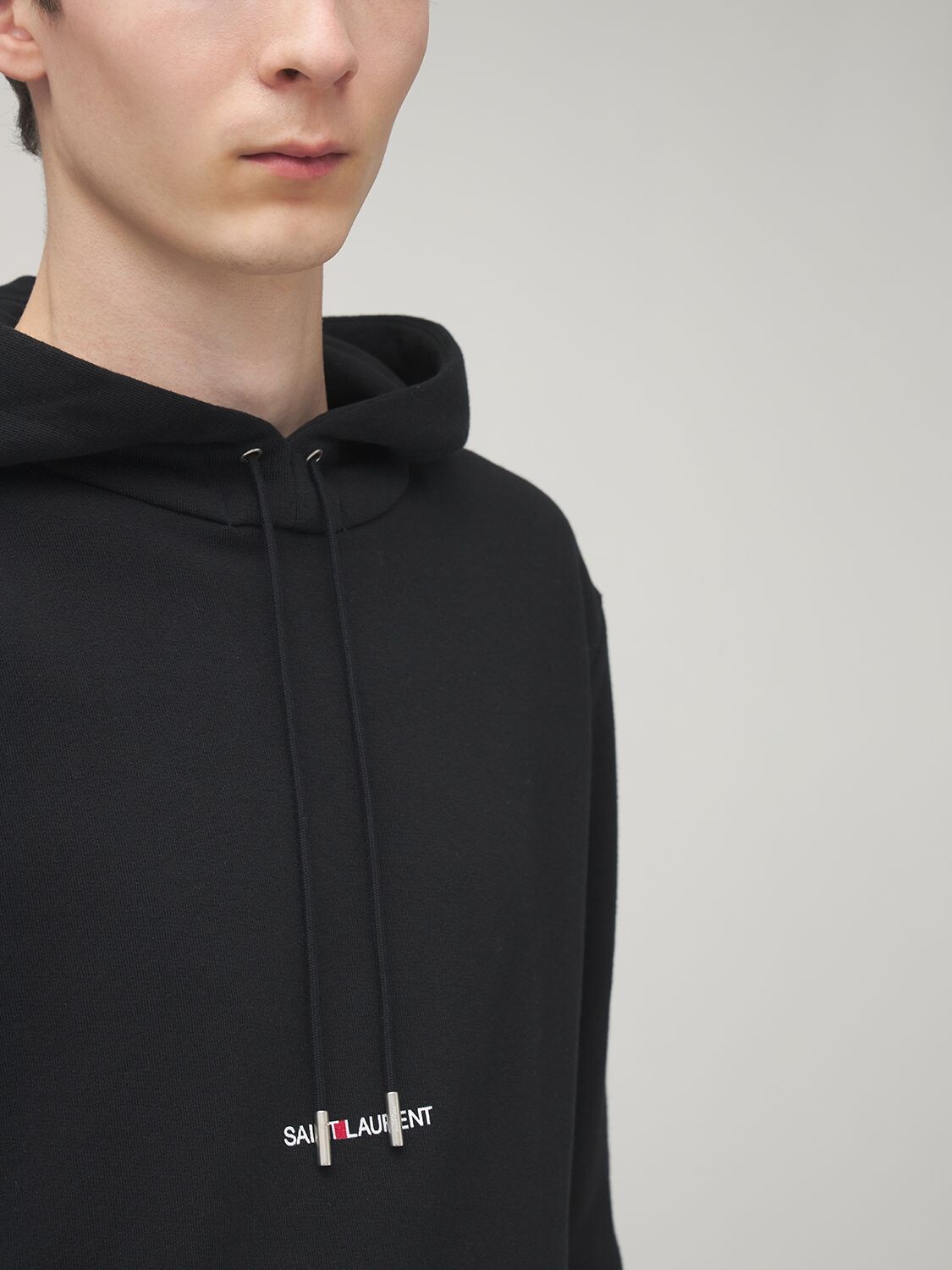 Shop Saint Laurent Cotton Sweatshirt Hoodie In Black