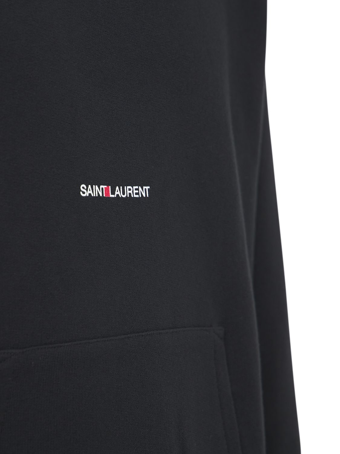 Shop Saint Laurent Cotton Sweatshirt Hoodie In Black