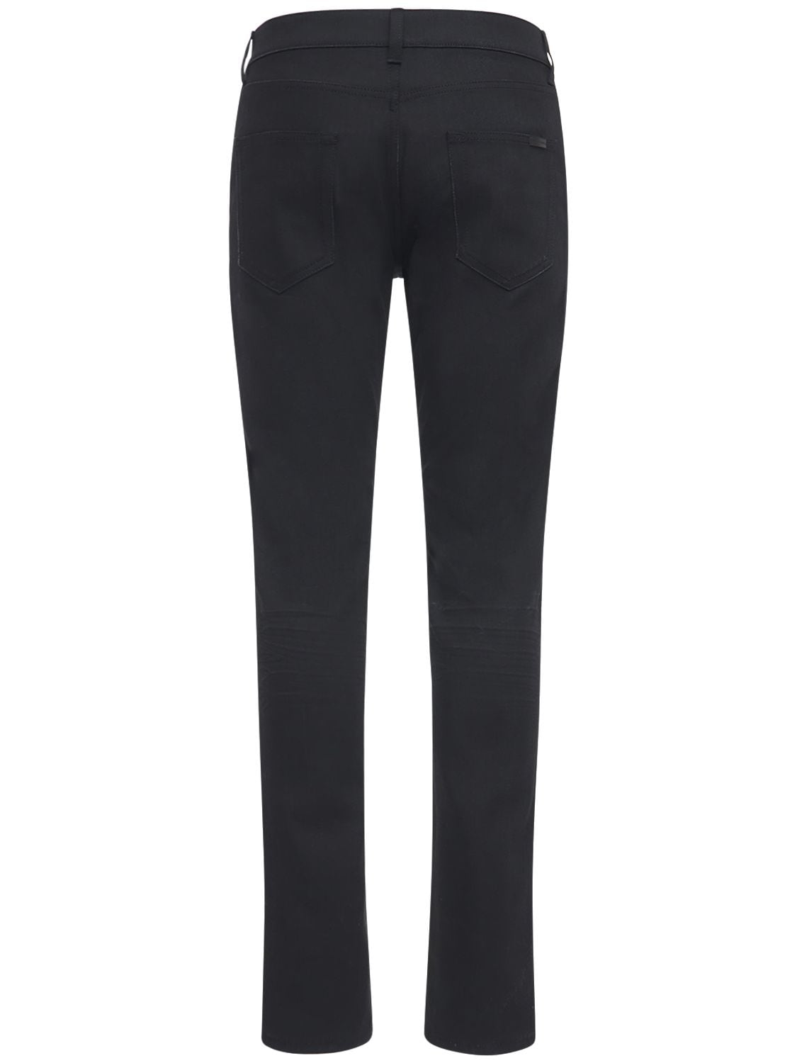 Shop Saint Laurent 15cm Skinny Low Waist Cotton Denim Jeans In Black