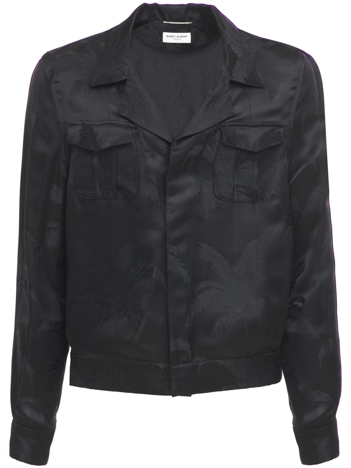Saint Laurent Jungle Print Viscose & Silk Jacket In Black