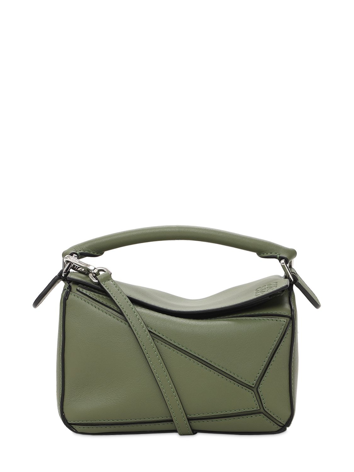 Loewe Mini Puzzle Leather Top Handle Bag In Avocado Green | ModeSens