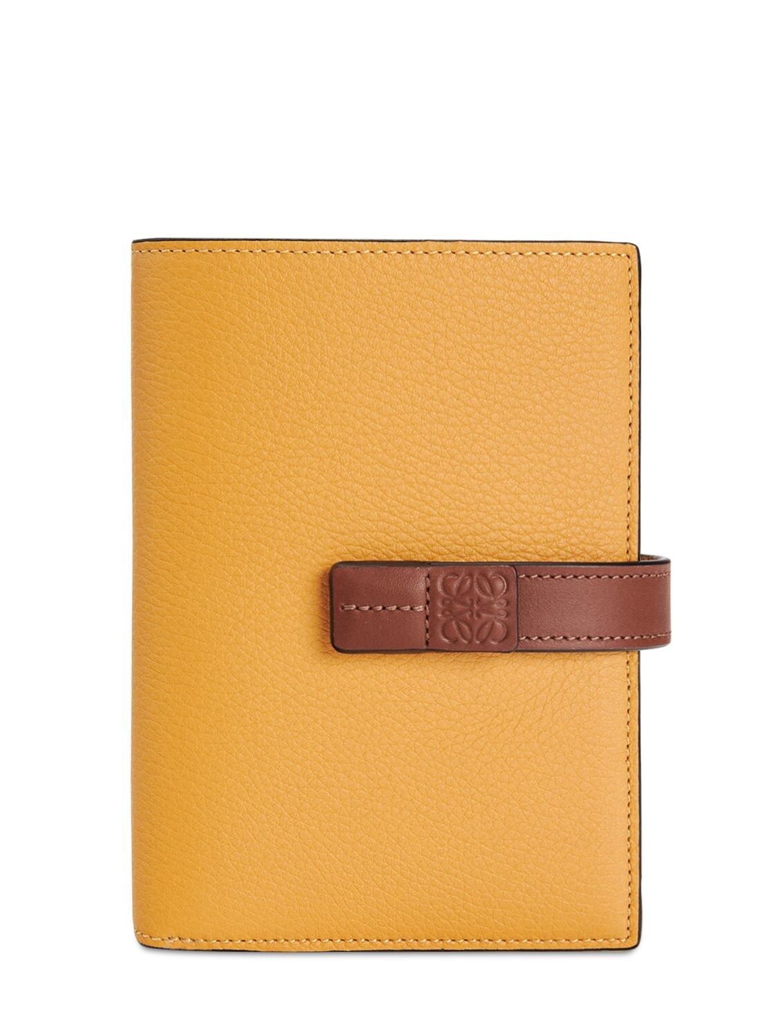 Loewe Medium Vertical Leather Wallet In Yellow,pecan