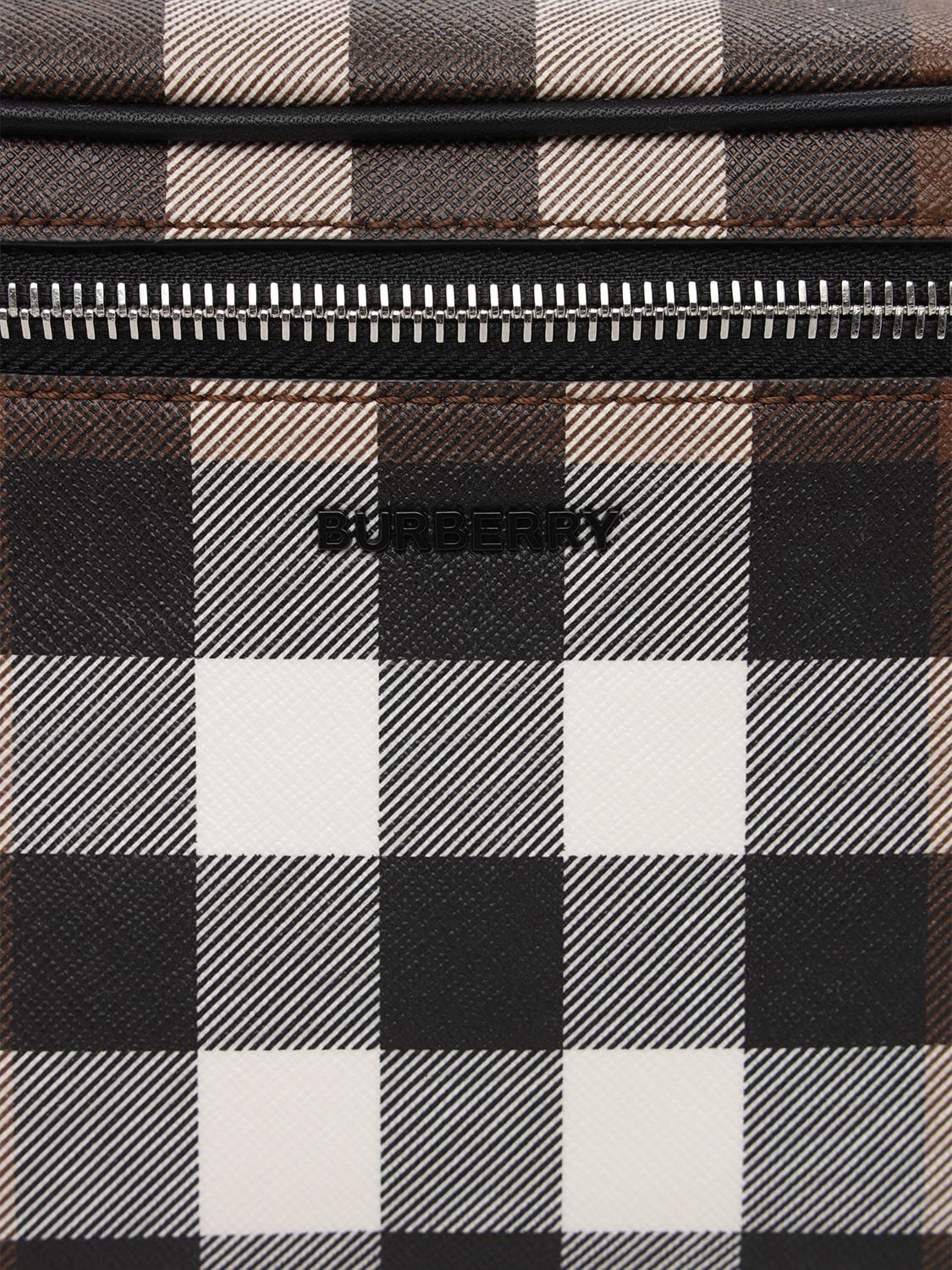 Shop Burberry Cason Check E-canvas Belt Bag In Birch Brow