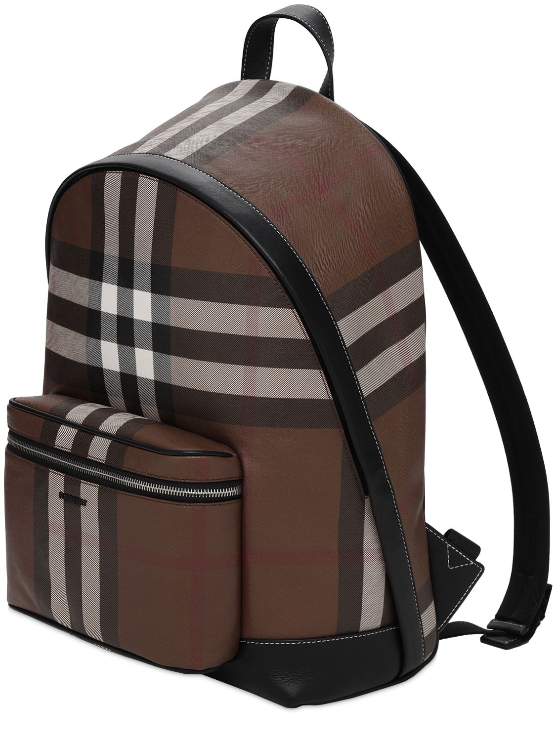 Shop Burberry Jett Check E-canvas Backpack In Birch Brown