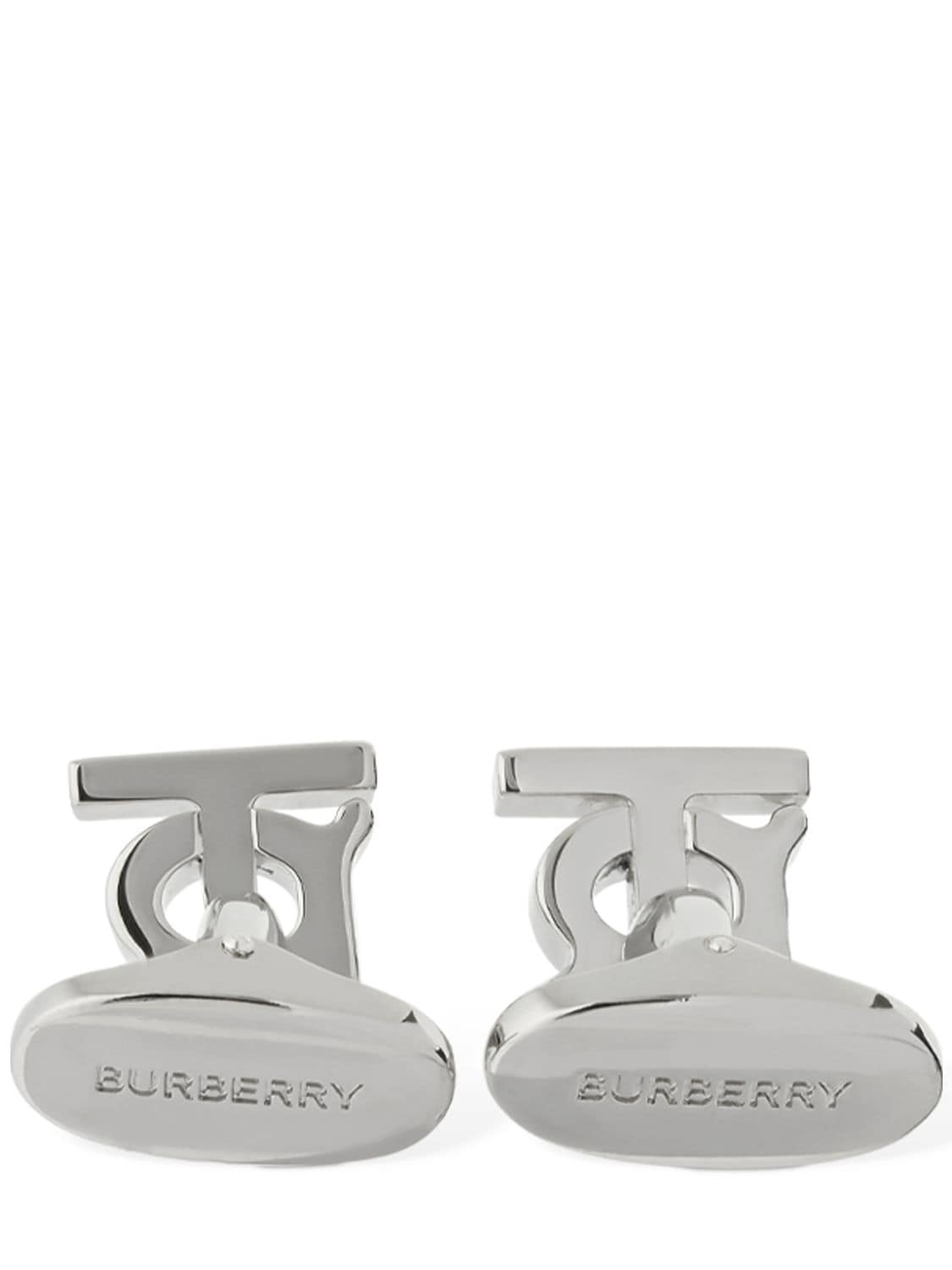 Shop Burberry Tb Logo Cufflinks In Palladio