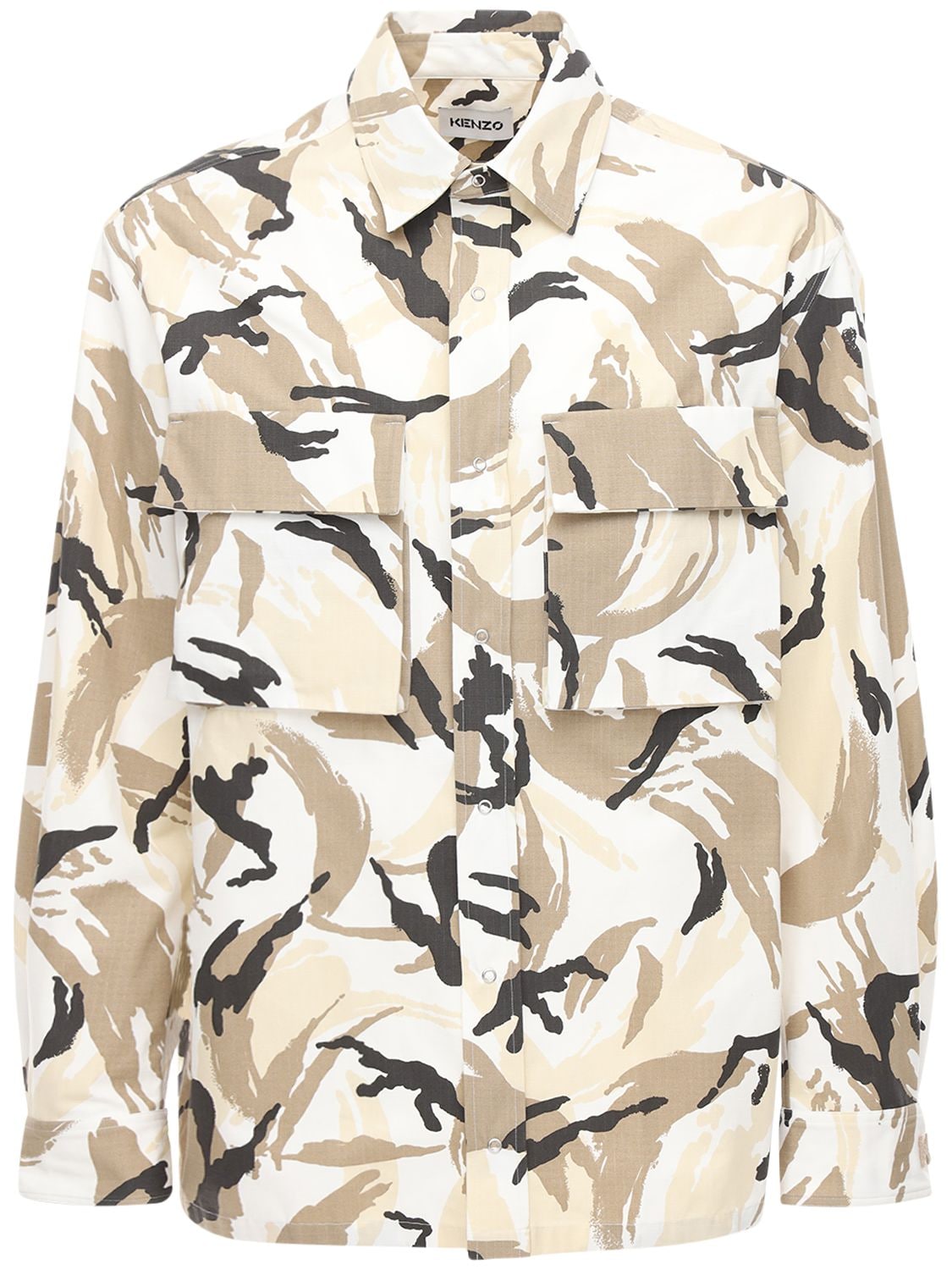 KENZO CAMO PRINTED COTTON RIPSTOP SHIRT,73I3ER001-MDI1