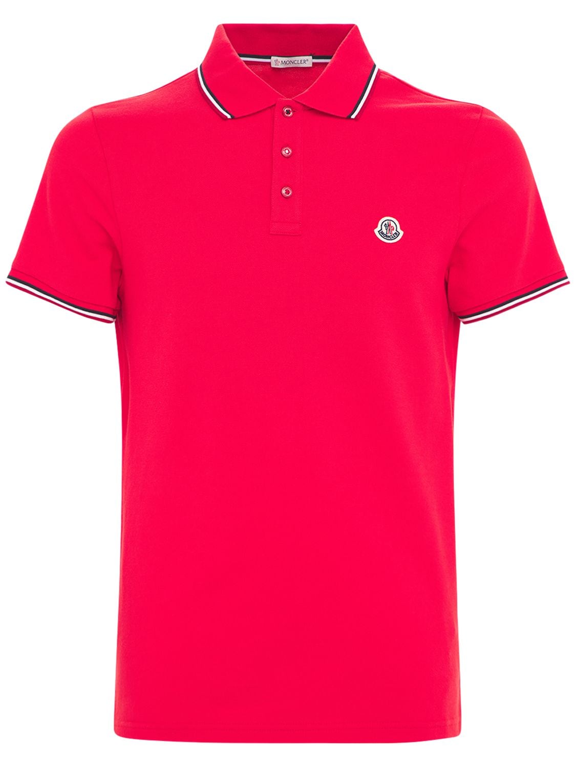 Moncler Cotton Piquet Polo Shirt In Red