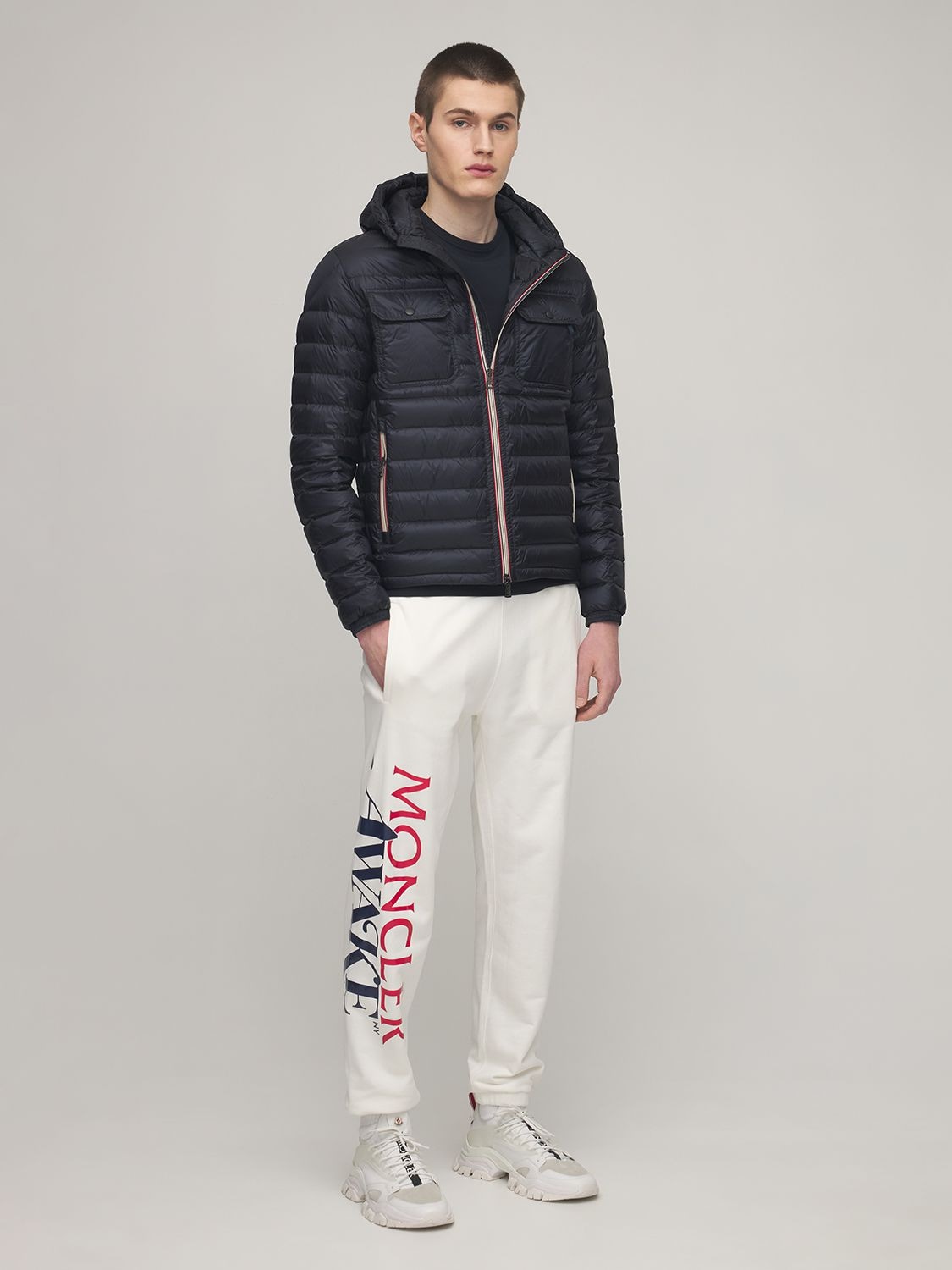 White Drawstring-cuff technical-canvas track pants, Moncler Genius