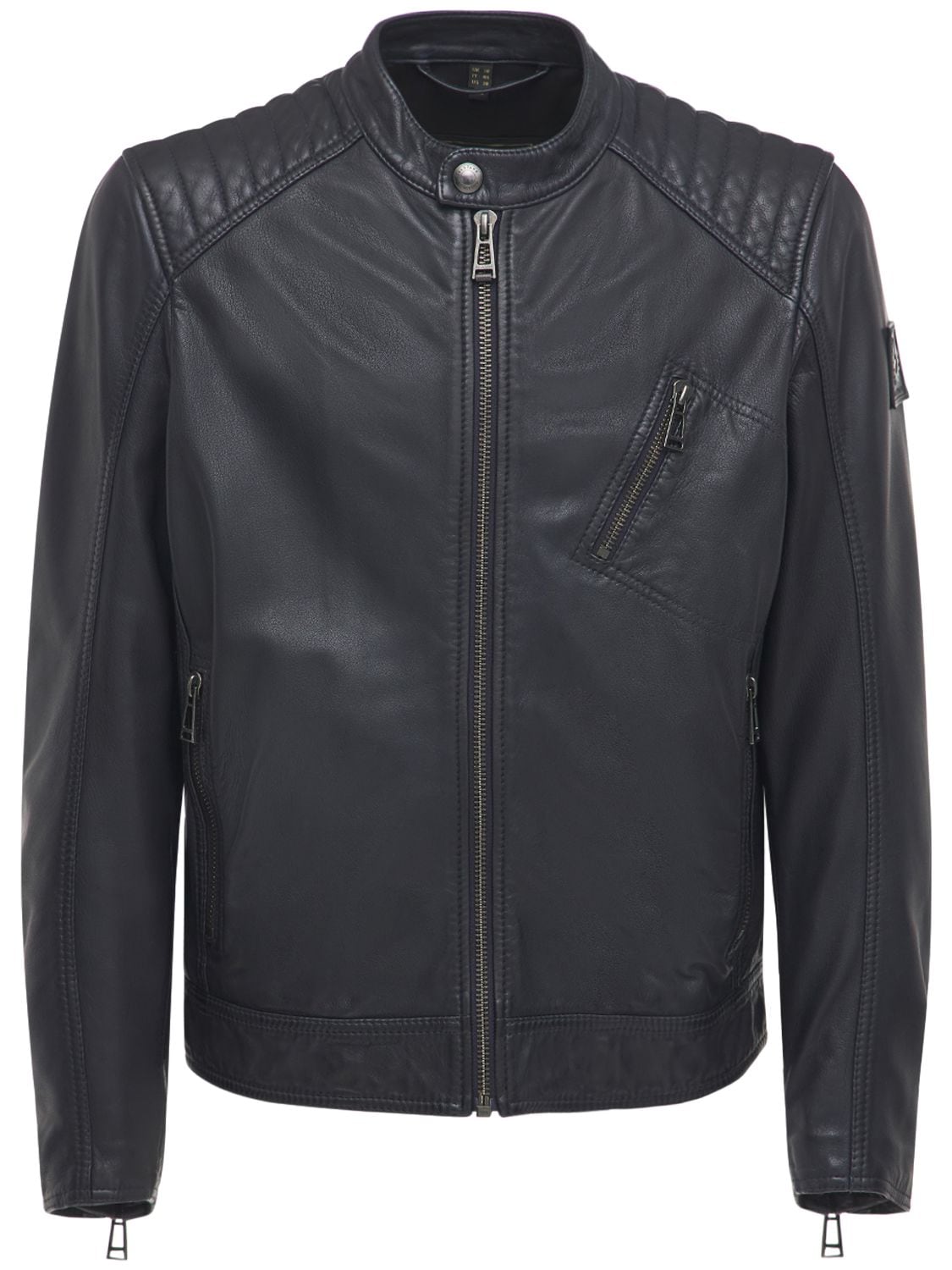 Belstaff V-racer 2.0 Tumbled Leather Jacket In Bright Navy